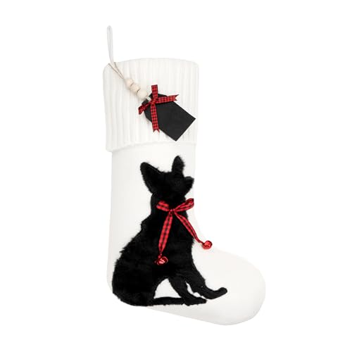 Personalized Cat Stockings Christmas White Knitted Stocking for Cat Pet Plush Stocking Cat Christmas Decorations Cat Christmas Hanging Decor Festive Family Seasonal Party Decoration