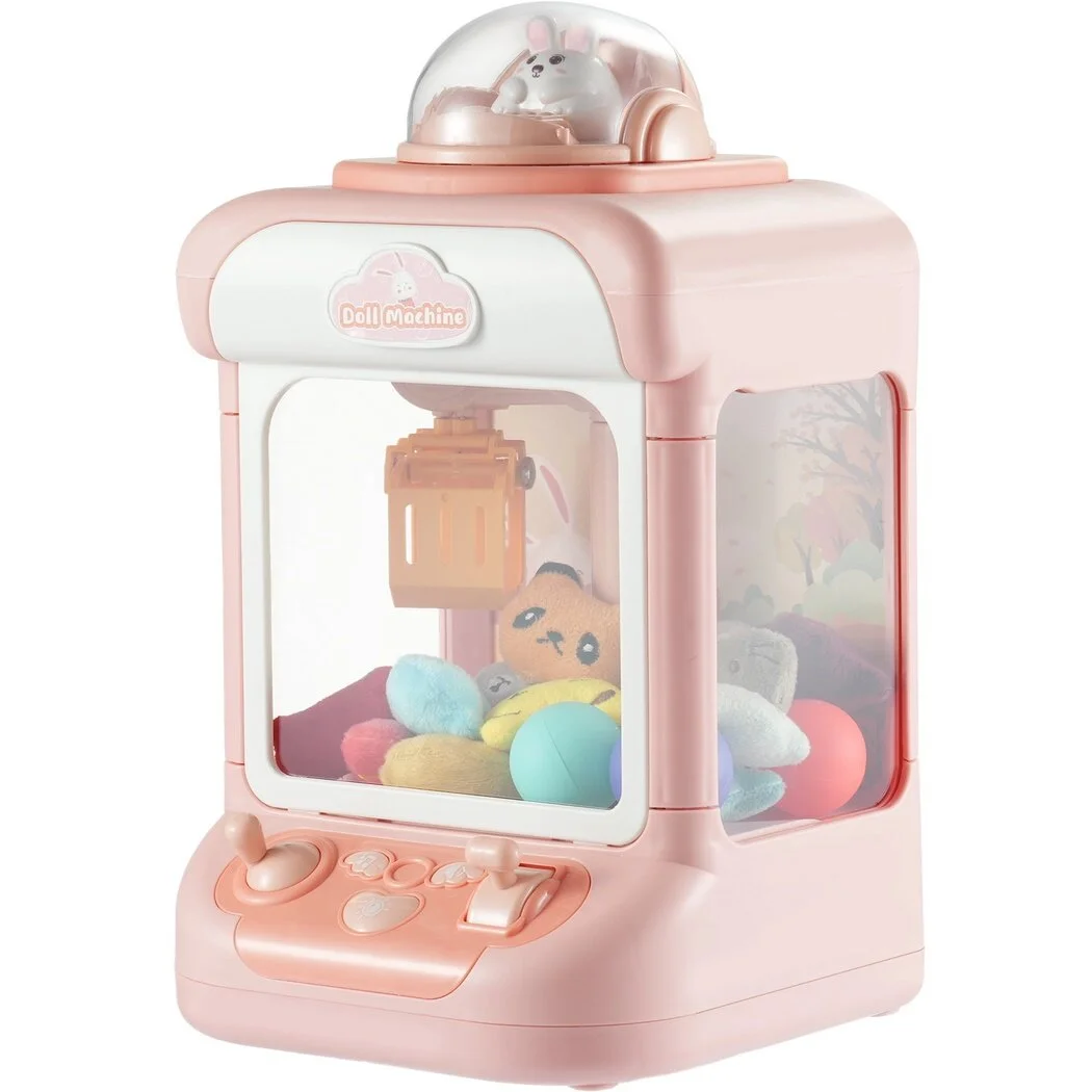 Children's Claw Machine, Small Capsule Toy Vending Machine with Plush Toys, Gashapon Capsules, Plastic Toys, and Charging Cable, Household Mini Capsule Toy Machine for Boys and Girls Aged 3-6