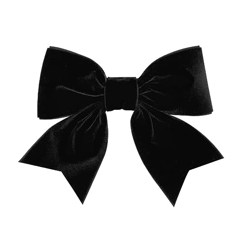 Wee Ones Girls' Plush Velvet Bowtie with Tails on a WeeStay Hair Clip, Small King, Black
