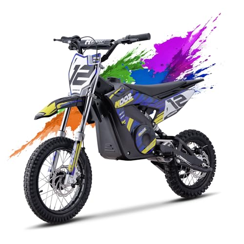 KOOZ HP112E 36V 1000W Electric Dirt Bike for Kids, 3 Speed Modes Teen Electric Motorcycle Up to 18 MPH & 15 Miles Long-Range, Dual Suspension & Disc Brake, 16