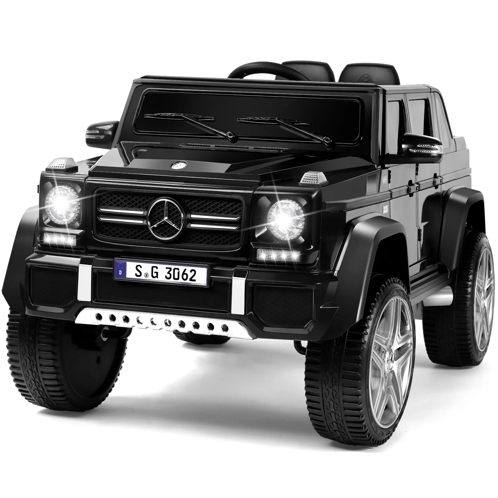 JOYLDIAS 12V Kids Ride on Car 3 Speeds Licensed Mercedes-Benz Electric Toy with Remote Control, LED Light (Black)