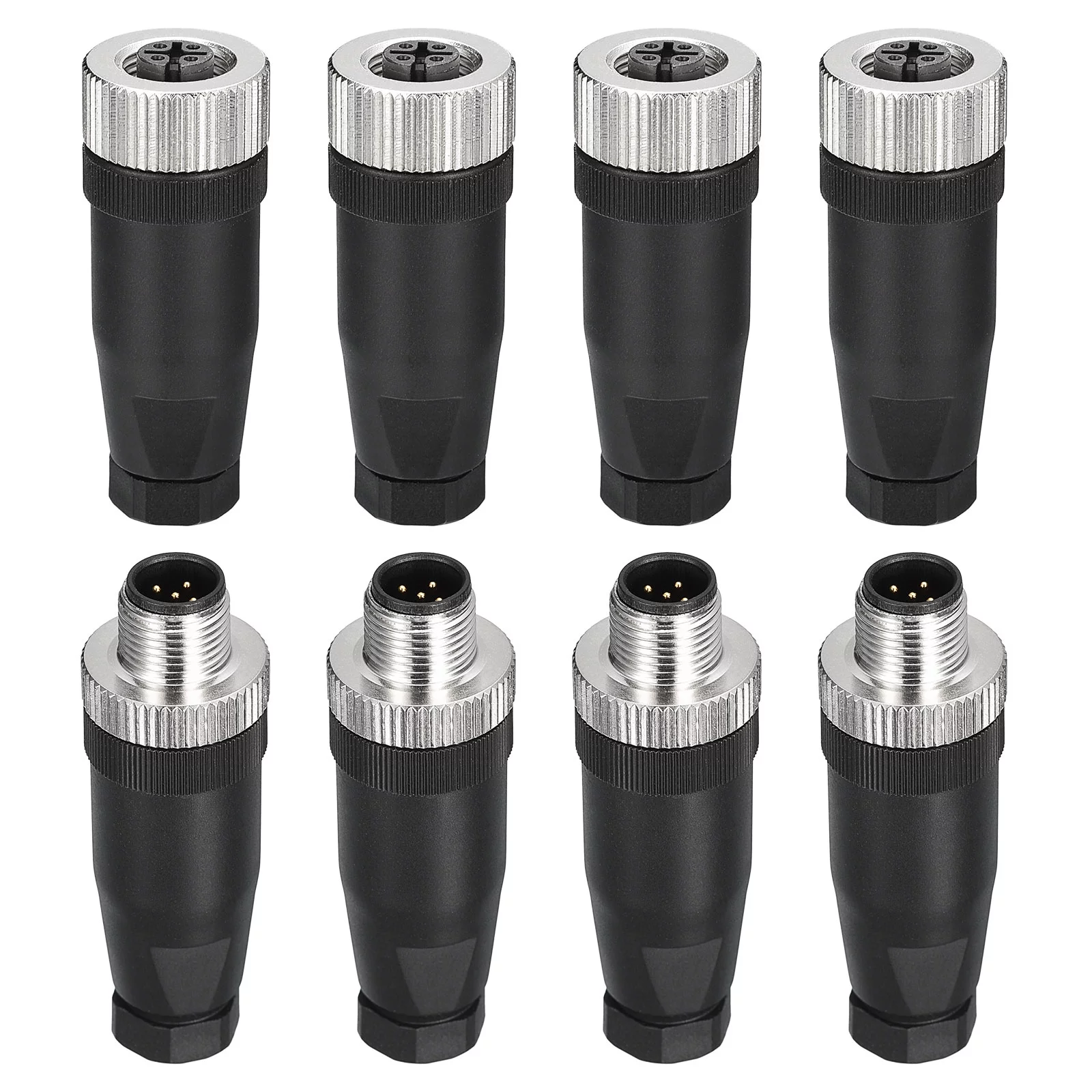 Uxcell 5 Pin M12 Male & Female Aviation Wire Connector, 4 Set Waterproof IP67 Circular Connector for Instrument Computer