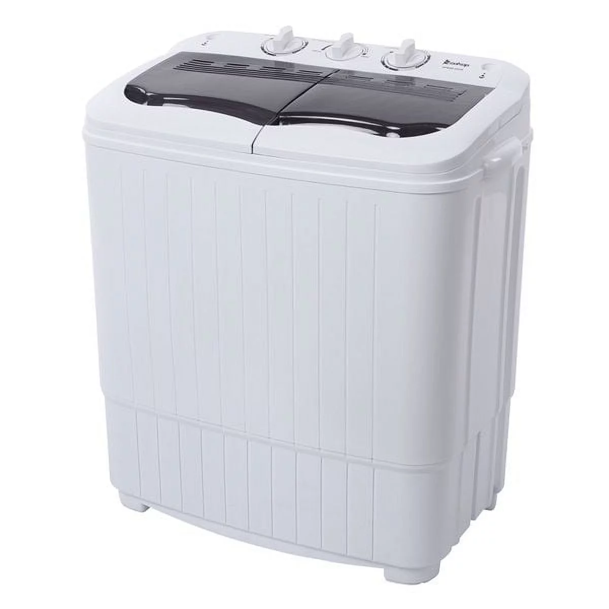 Fithood Compact Twin Tub with Built-in Drain Pump XPB35-ZK35 14.3(7.7 6.6)lbs Semi-automatic Gray Cover Washing Machine