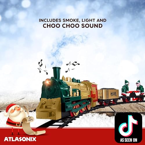 Christmas Train Sets for Around The Tree | Christmas Toy with Lights and Sounds - Holiday Train Around Christmas Tree with Large Tracks, Electric Train Set for Kids Ages 4-8