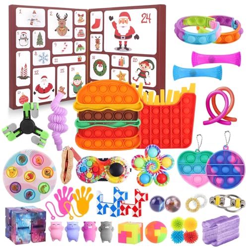 Fidget Advent Calendar, 24 Days of Surprises Fidget Toys Box, Christmas Countdown Advent Calendars for Kids