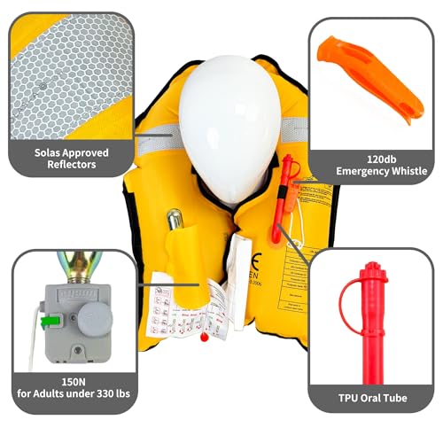 Manual Inflatable Life Jacket|Life Vest for Adults|PFD Low Profile|Supports up to 330 lbs(YSH700)