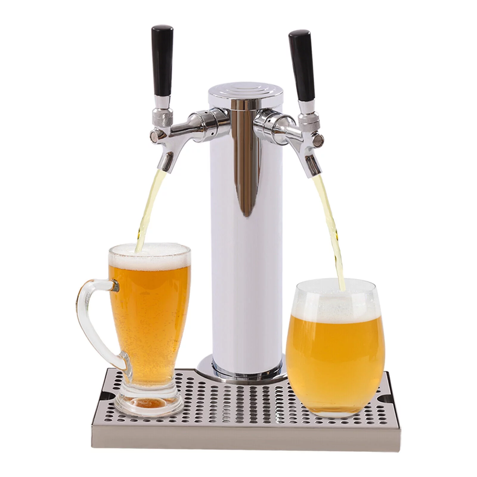 Double-Tap Beer Tower Kit, Stainless Steel Keg Tower Beer Conversion Kit W/Dual Gauge Regulator