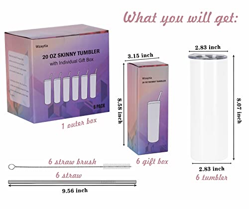 20 Oz Stainless Steel Straight Skinny Tumbler Set (8 Pack), Insulated Slim Thin Travel Cup with Lid, Black