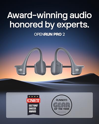 SHOKZ New OpenRun Pro 2 - Open-Ear, Bone Conduction Sport Headphones - with Reflective Strip - Sweat Resistant, Workout Headphones - Secure, Wireless, Comfortable Fit-Deep Bass and Smart Mic App