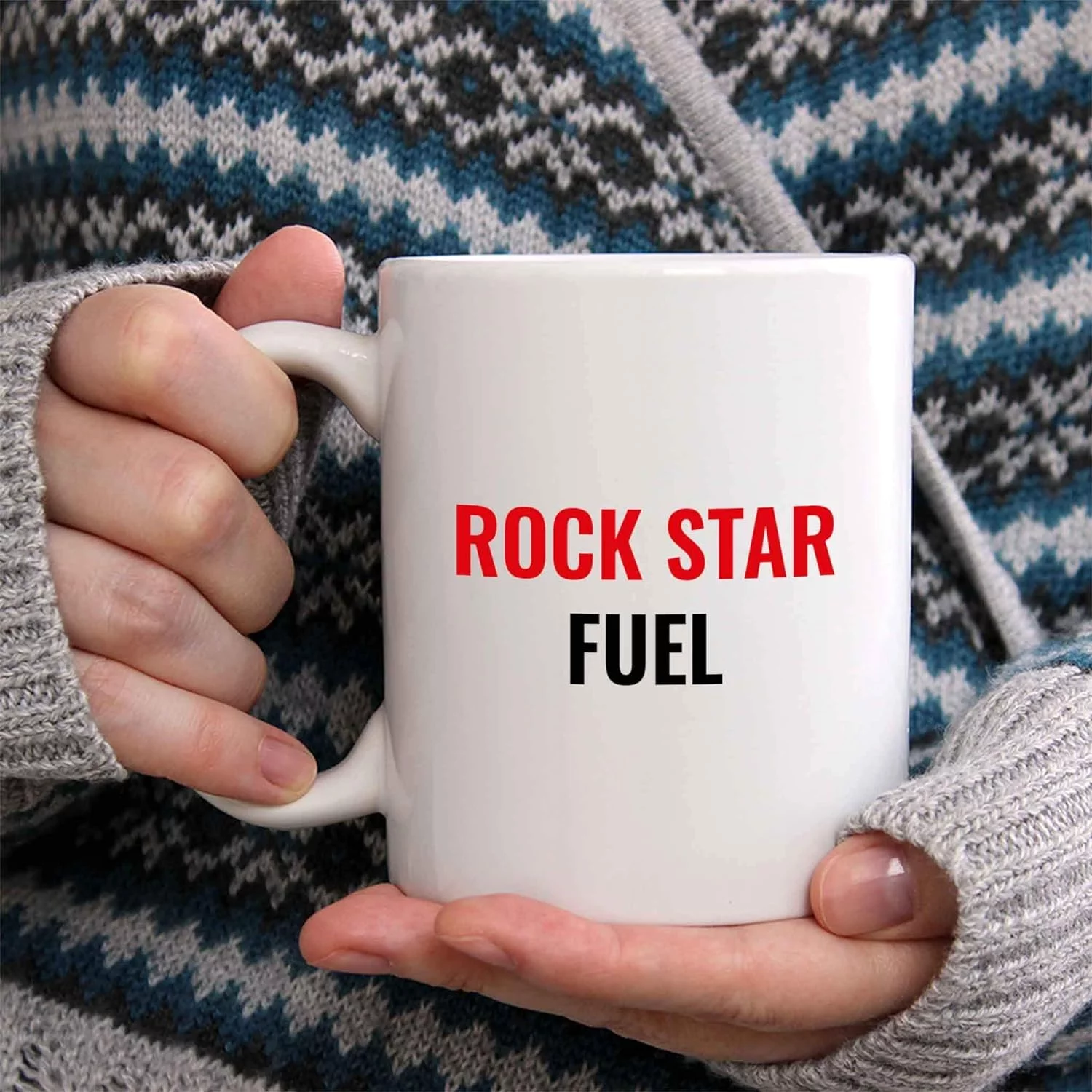Rock Star Fuel Coffee Mug - Funny Gift Idea For Family/Friend/Coworker, Ceramic Cup, Birthday/Christmas/Holiday/White Elephant Present, 11 Oz