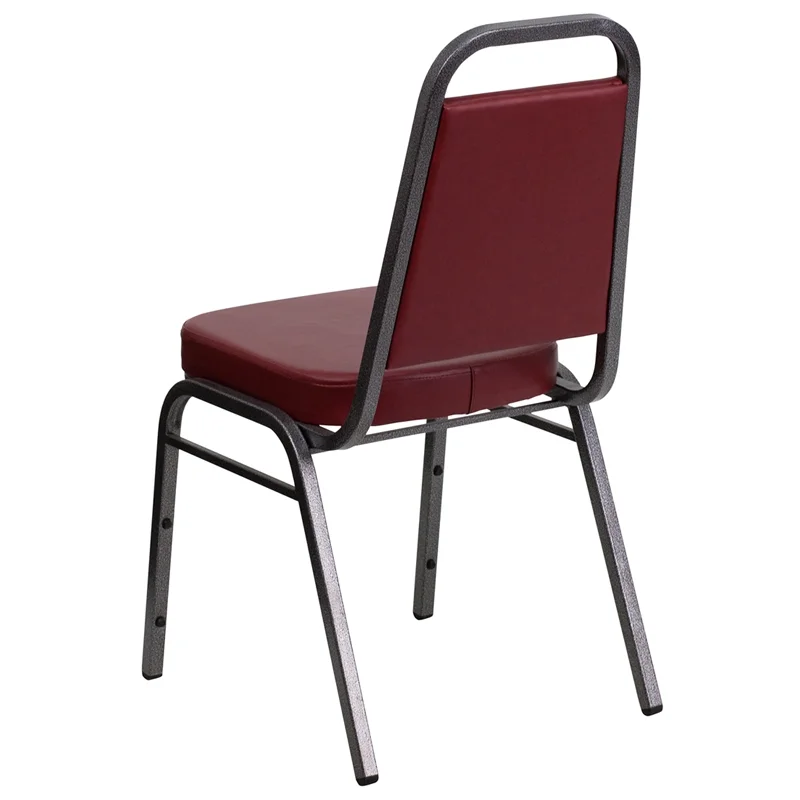 Flash Furniture HERCULES Series Trapezoidal Back Stacking Banquet Chair in Burgundy Vinyl - Silver Vein Frame