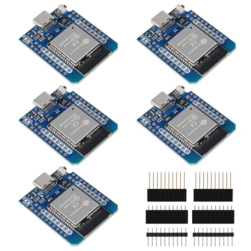 Type-C D1 Mini NodeMCU ESP32 ESP-WROOM-32 WLAN WiFi Bluetooth IoT Development Board 5V Compatible for Arduino (5pcs Type-C)