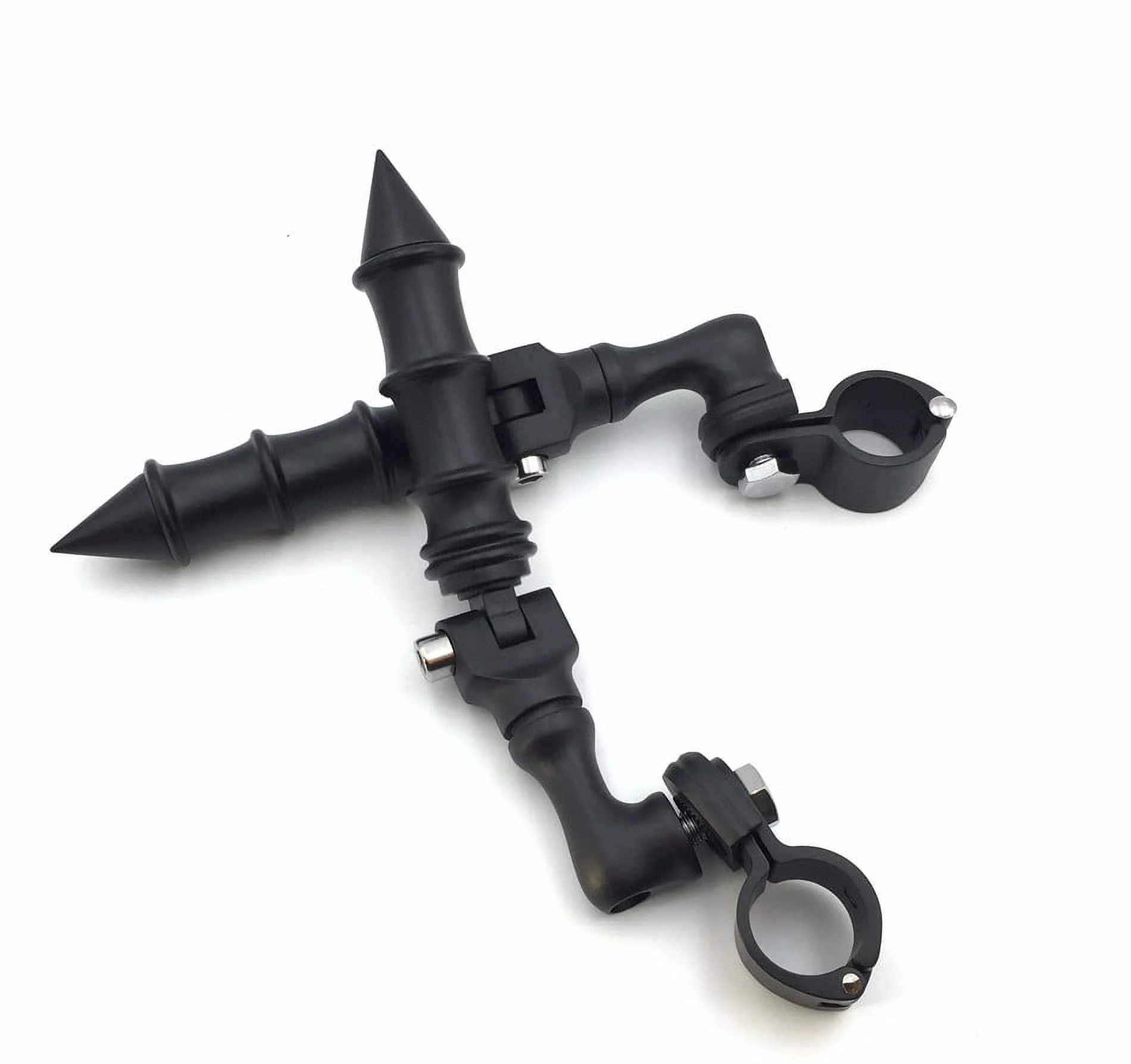 HTT-MOTOR Black Short Angled Peg Mounting Kit with Foot Peg For Bike with 1-1/2 inch (1.5") Front Engine Guard Frame Tube Iron 883 Electra Glide Ultra Road King FLHR