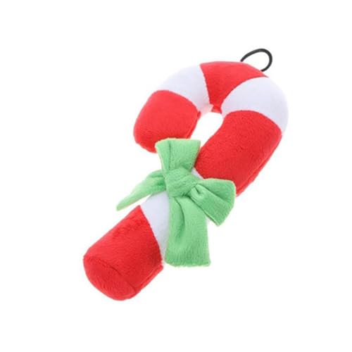 1PC Squeaky Dog Toy Christmas Candy Cane Plush Dog Toys Pet Puppy Plush Toy Non-Toxic Training Biting Chew Squeaker for Puppies Dogs Cats