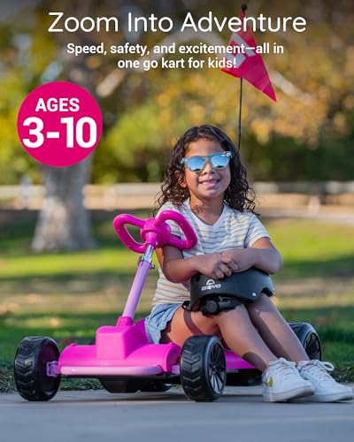 Droyd Zypster Electric Go Kart for Kids, 25V Lithium Ion Battery w/Dual 50W Brushed DC Motor Up to 3-6 Mph, Adjustable Height and Seat, Gifts for Boys & Girls, Parental Control, Safe Ride On Toy