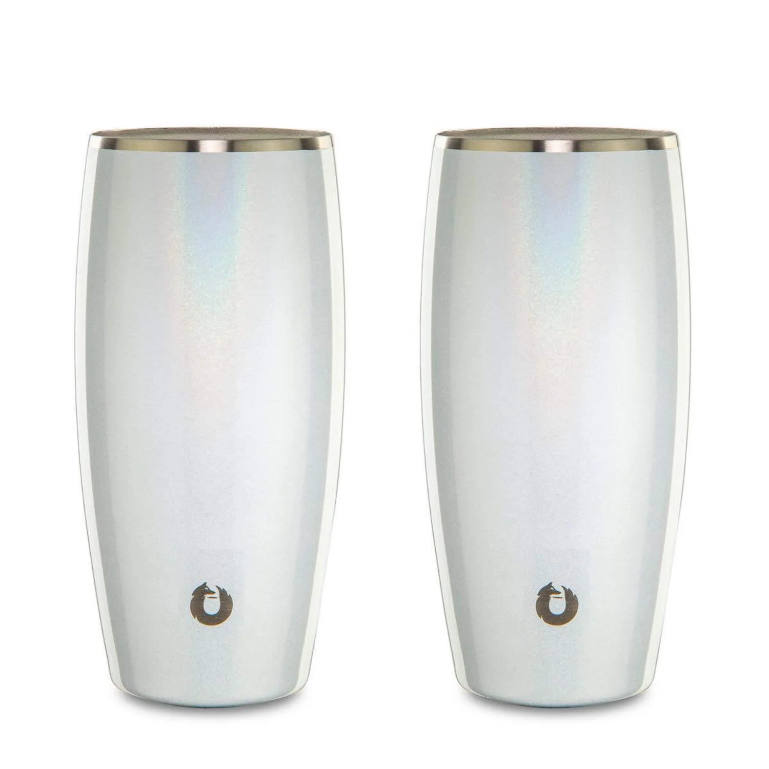 Stainless Steel Beer Glass Set, Set of 2 - Shimmer White