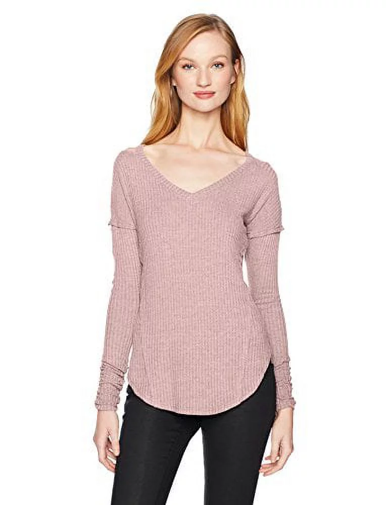 William Rast Women's Ives Cold Shoulder V-Neck Top, Violet ice, Small