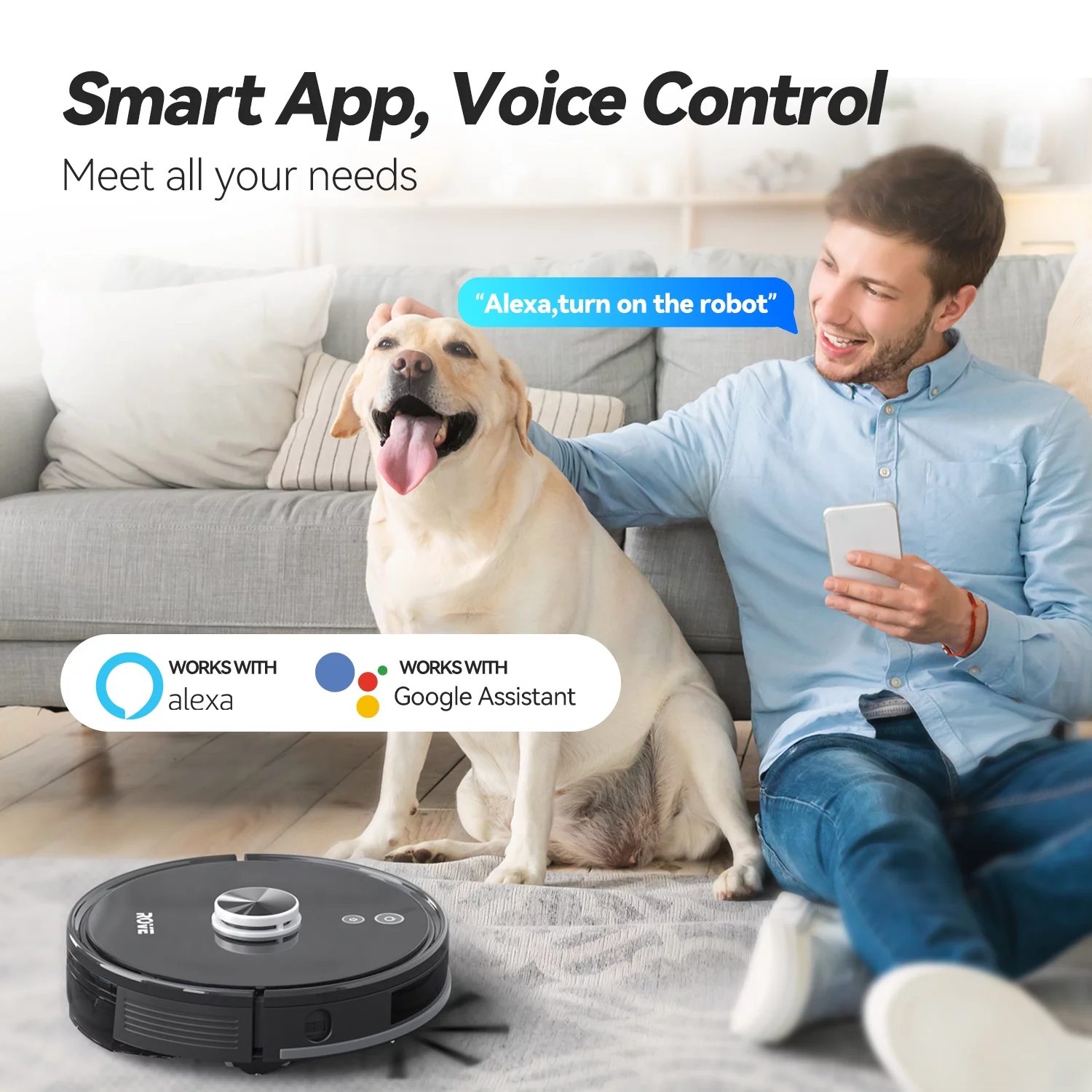 Rove Robot Vacuum Sweeping Cleaner - 2000 Pa Strong Suction & 2600mAh Battery Life Robotic Sweeper, Automatic Self Charging, Lidar Navigation, Smart Mapping, Perfect for Pet Hair Carpets, Hard Floors