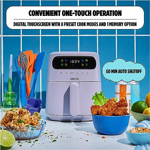 CRUX x Marshmello 8.0 QT Digital Air Fryer with TurboCrisp Technology, Touch Screen Temperature Control, Timer and Auto Shut-off, Fully Programmable, Silicone Liner Included, Lavender