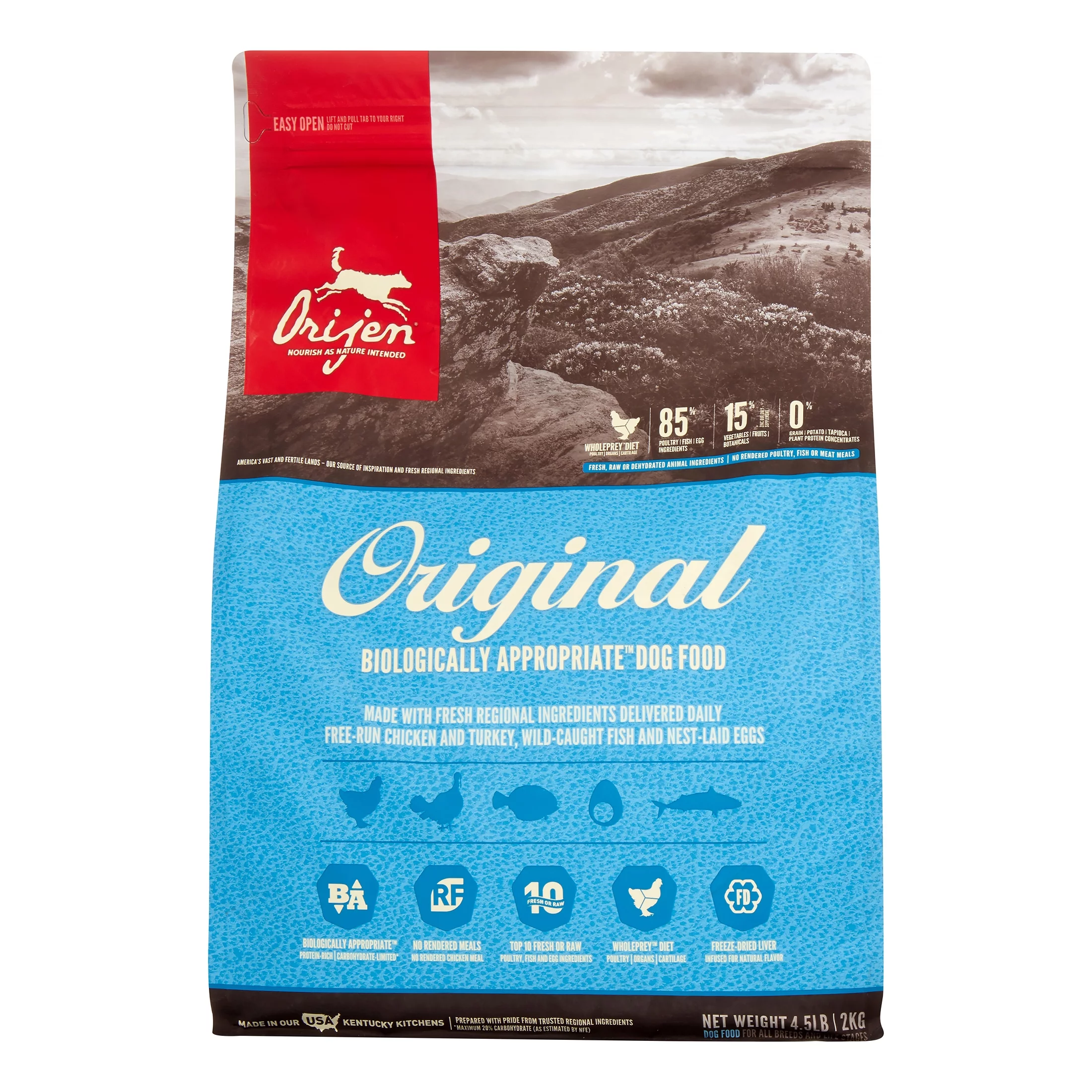 Orijen Original Biologically Appropriate Grain-Free Chicken, Turkey & Fish Dry Dog Food, 4.5 lb