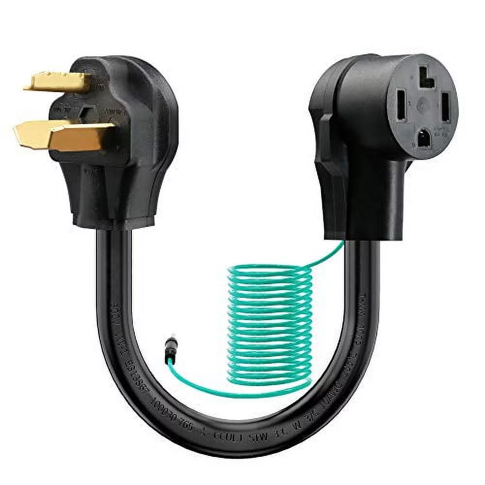 CircleCord Dryer Adapter 4 Prong to 3 Prong, Dryer Cord Convert NEMA 10-30P Plug to 14-30R Receptacle 120V/240V 30 Amp 10 AWG STW 1.5FT with Safety Ground Wire