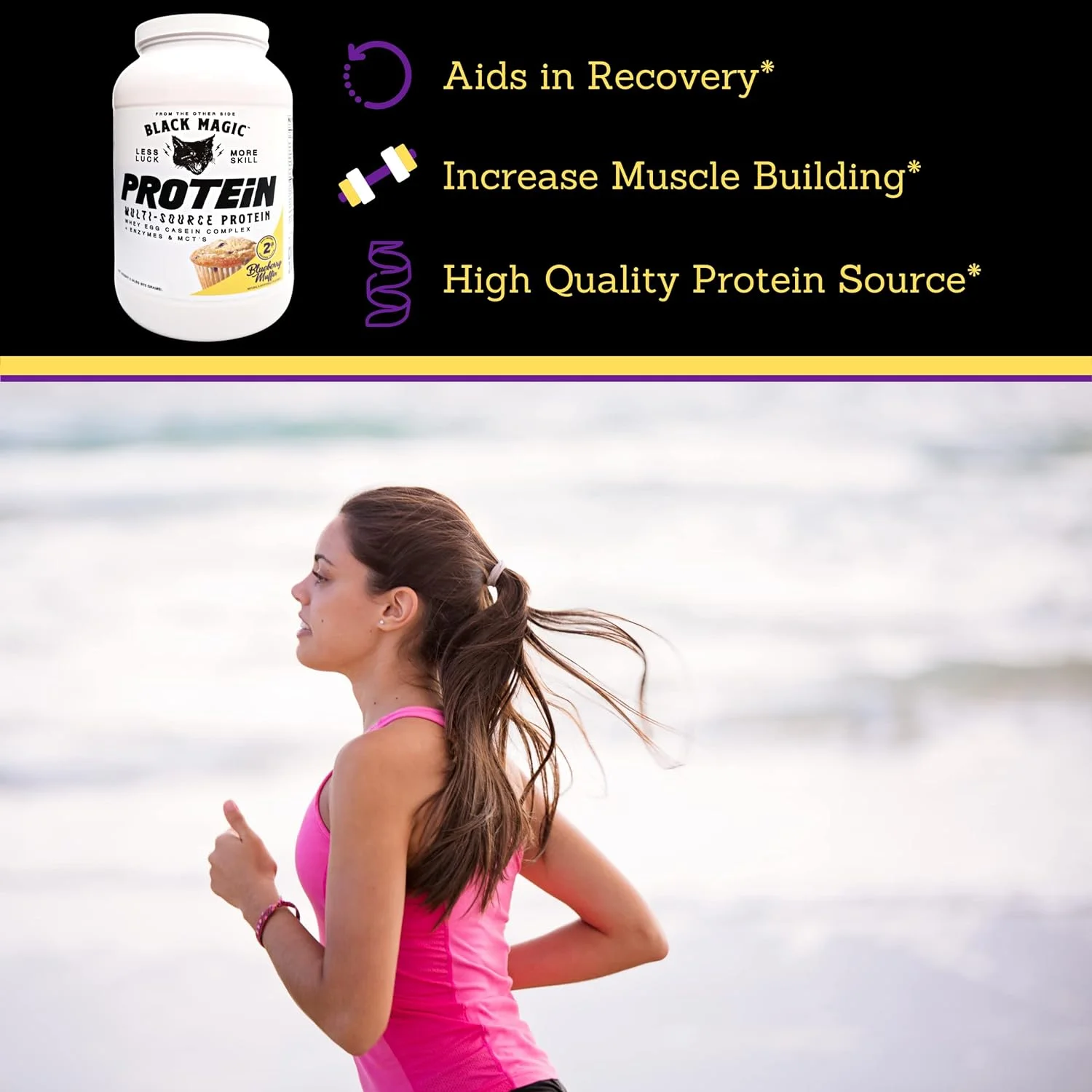 Black Magic Supply Multi-Source Protein Powder - MCT, Muscle Building - Blueberry Muffin - 2 lb