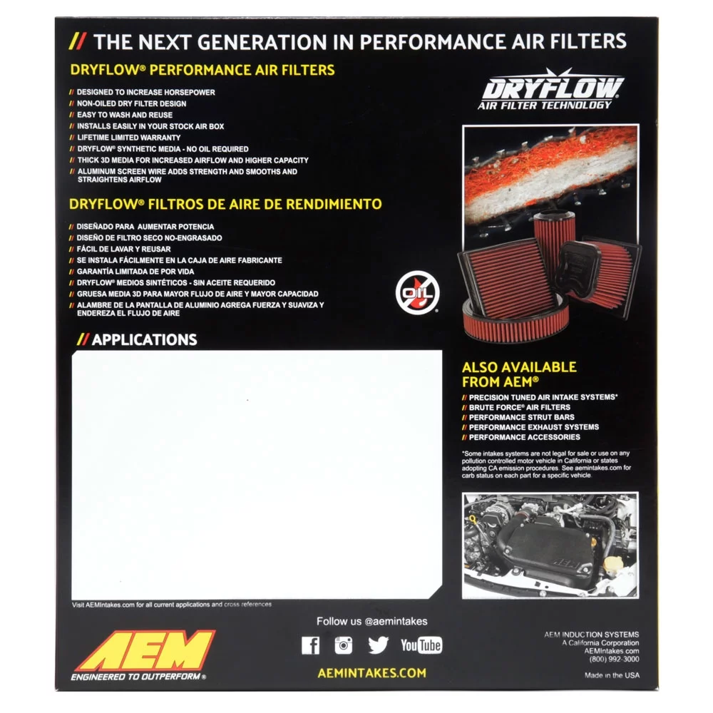 AEM 28-50035 Drop in Air Filters