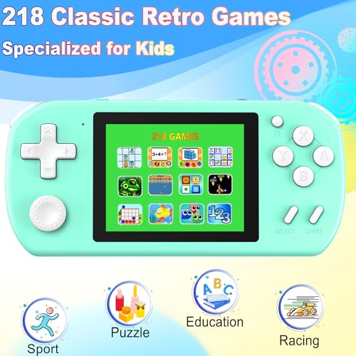 Great Boy Handheld Games for Kids with 218 Retro Video Game 3.0'' Color Screen Rechargeable Arcade Gaming Player,Birthday Xmas Gift (Cyan)