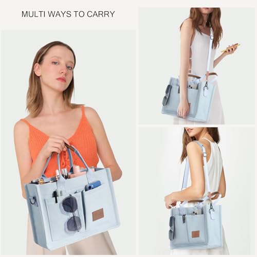 Canvas Tote Bags with Pockets - Women's Everyday Satchel Handbag