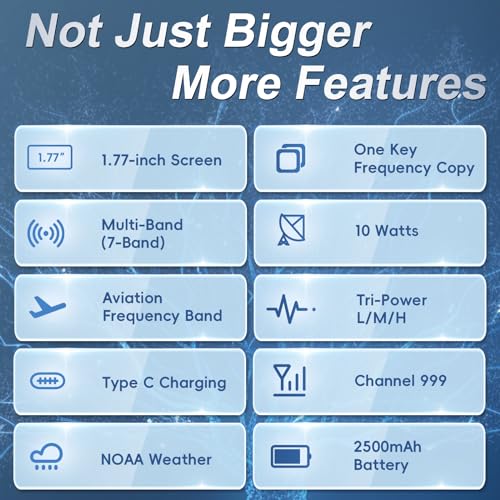 5RM Ham Radio 10W High Power, VHF/UHF, 8 Bands Long Range Two Way Radio Handheld, NOAA, Frequency Copy, 999CH,USB C Charging 2500mAh Battery,6.1