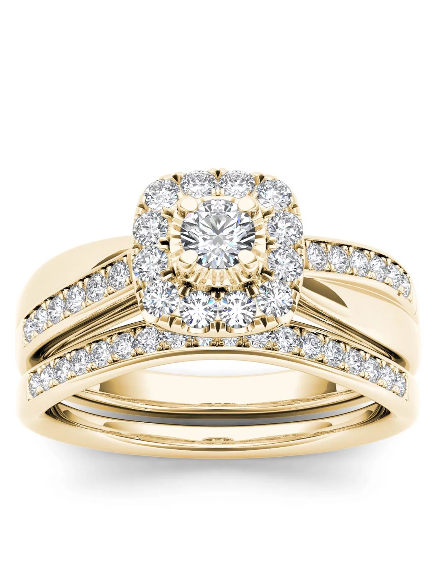 Imperial 5/8Ct TDW Diamond 14k Yellow Gold Halo Bridal Set (H-I, I2)