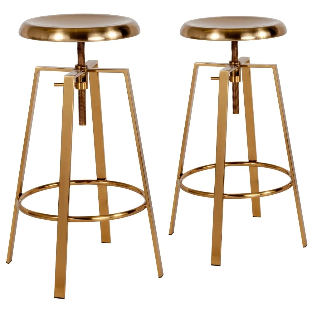 Flash Furniture Industrial Style Barstool with Swivel Lift Adjustable Height Seat Yellow