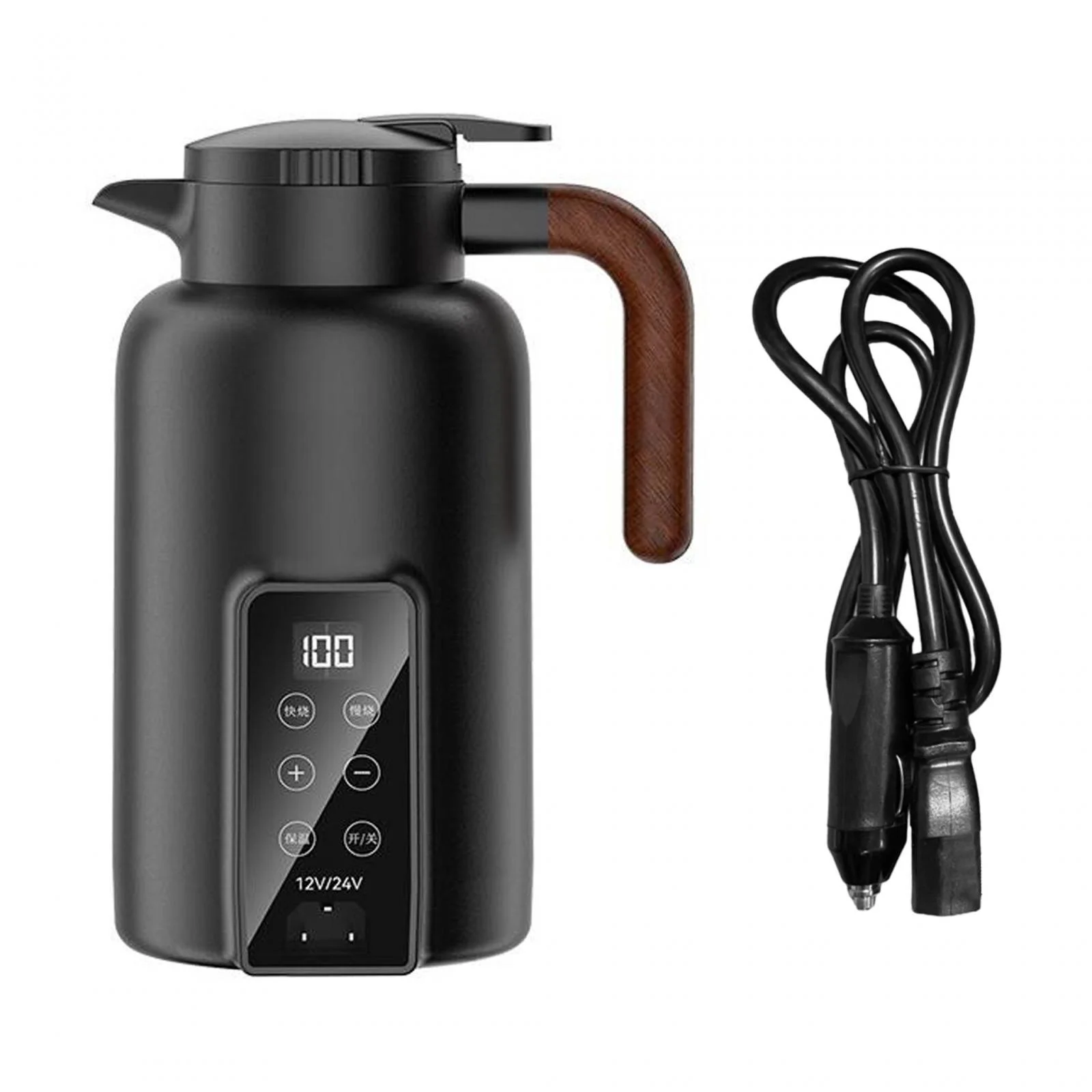 Esquirla Car Heating Cup Auto Heating Kettle Travel Coffee Mug Tumbler Car Electric Kettle Smart Heating Car Cup for Tea Beverage Black