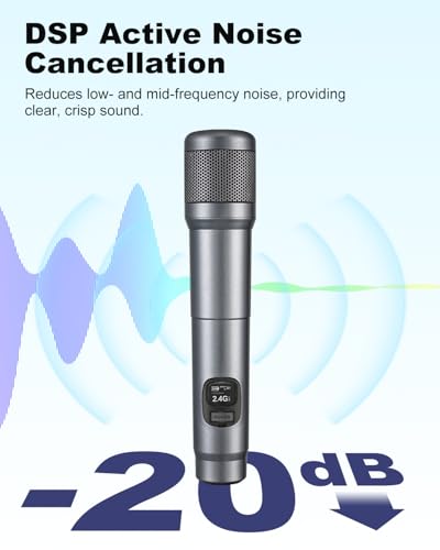 Wireless Microphones, Dual Handheld Dynamic Mic with Ultra-Stable Rechargeable Receiver | 200ft Freedom |Zero Dropouts | 40H Duration |Plug and Play| Karaoke Microphone for Singing, Meeting