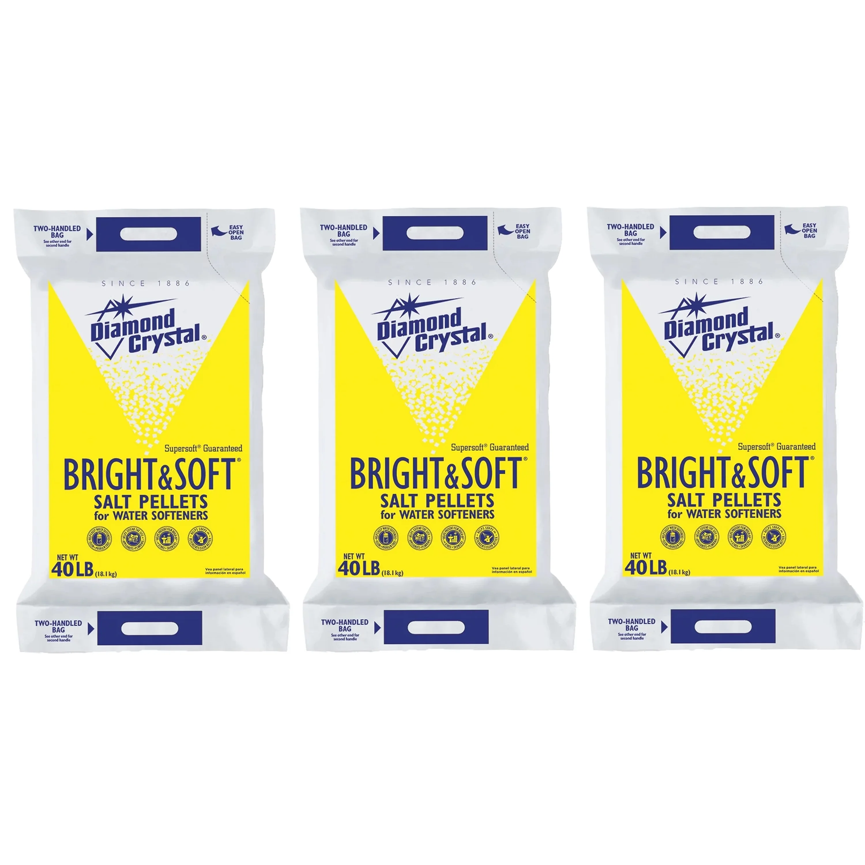 Diamond Crystal Bright & Soft Water Softener Salt Pellets, 40 lb. Bag-3-Pack