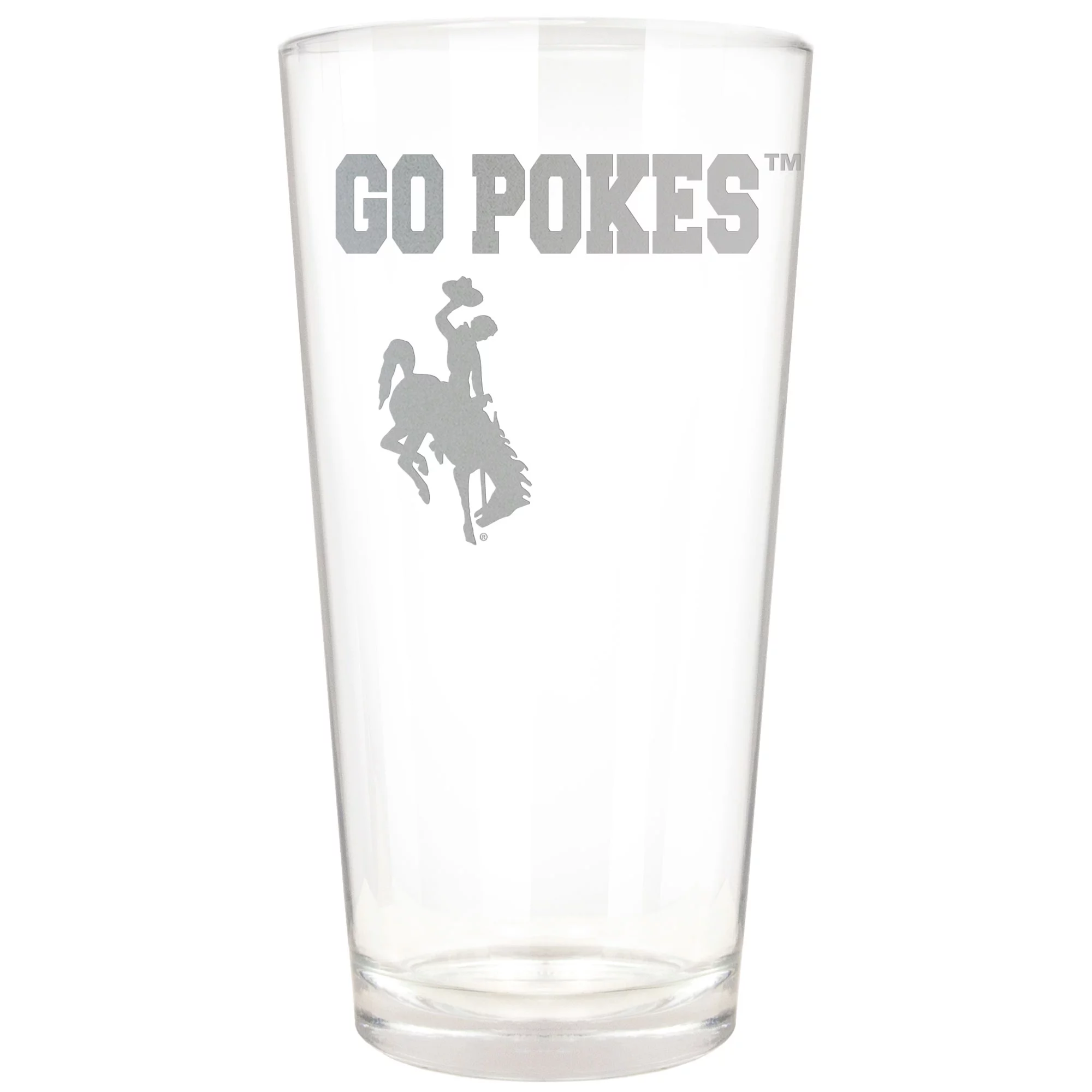 Wyoming Cowboys Etched 16oz. Rally Cry Pint Glass