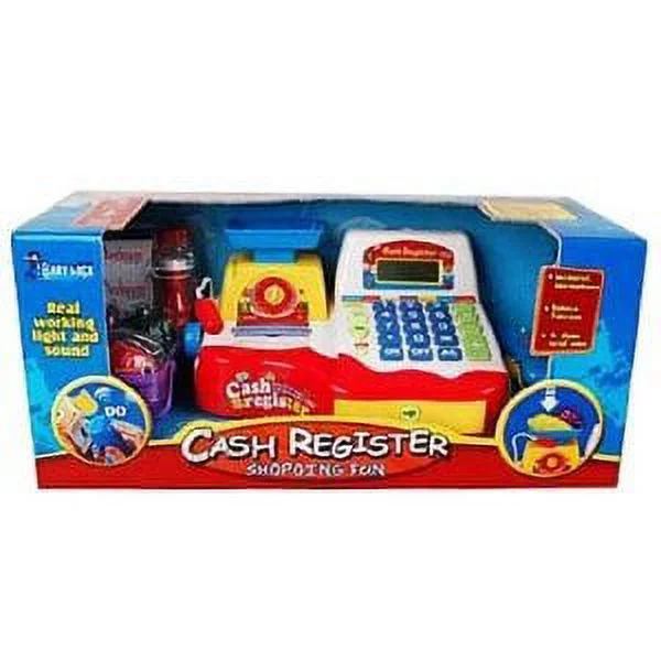 Kitchen Connection Supermarket Cash Register With Checkout Scanner, Weight Scale, Microphone, Calculator, Play Money And Food Shopping Playset For Kids