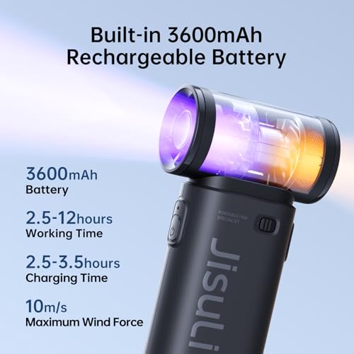 JISULIFE Portable Handheld Fan Life9, Turbo Power High Speed Air [18H Max Cooling Time], 5 Gear Wind, 5000mAh Rechargeable, Mini Pocket Design, Personal Fan for Travel Concerts Camping Makeup - Black