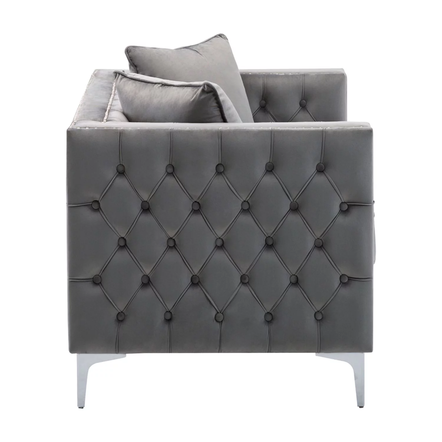 Homestock Modern Muse Gray Velvet Loveseat