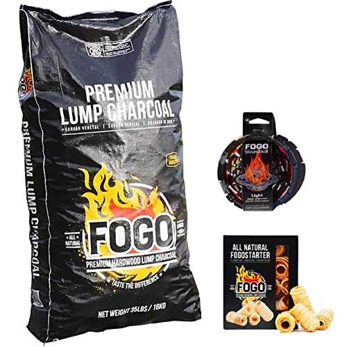FOGO Premium Oak Restaurant Grade All-Natural Hardwood Medium and Small Sized Lump Charcoal for Grilling and Smoking, 17.6 Pound Bag