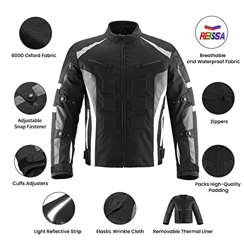 ILM Motorcycle Jacket with CE Armor for Men Enduro Touring Dualsport Riding Water Resistant Textile All-weather B02