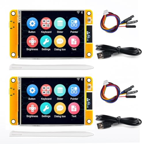 2 Pack ESP32-2432S028R Smart Display 2.8 inch 240X320 TFT with Resistive Touchscreen WiFi+BLE Dual Core ILI9341 Driver ESP32 Development Board for Arduino IoT