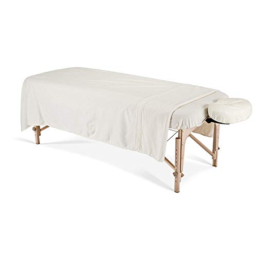 EARTHLITE Flannel Massage Table Sheet Set – Commercial Grade, Soft, Double-Napped 3-Piece Set (Top, Fitted, Face Pillow Cover)