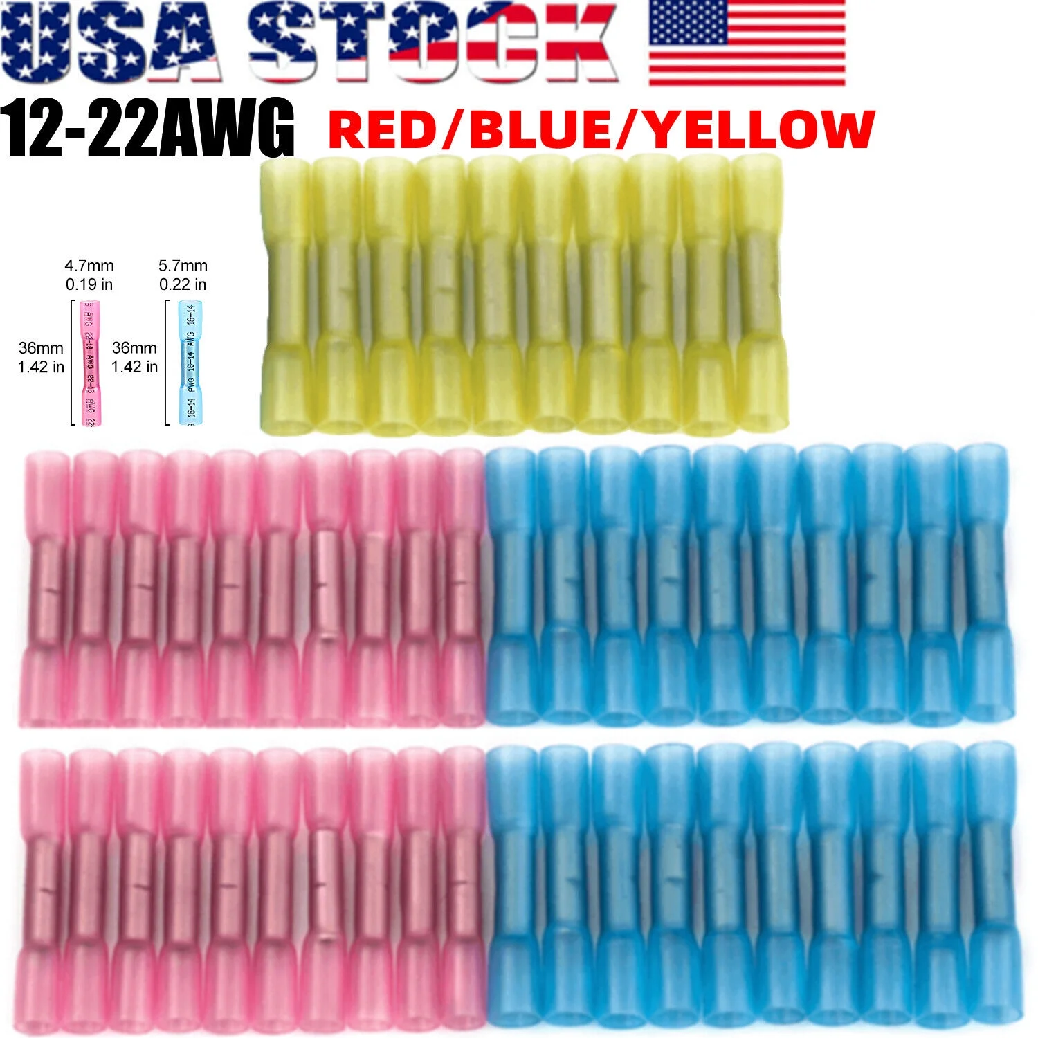 400/200x Heat Shrink But Connector Waterproof Electrical Wire Marine Butt Splice