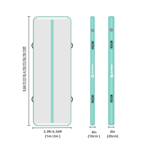 AKSPORT Gymnastics Air Mat Tumble Track Tumbling Mat Inflatable Floor Mats with Air Pump for Home Use/Tumble/Gym/Training/Cheerleading/Parkour/Beach/Park/Water