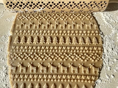CHRISTMAS GIFTS EMBOSSING ROLLING PIN laser engraved with Christmas symbols CHRISTMAS GINGERBREAD COOKIES
