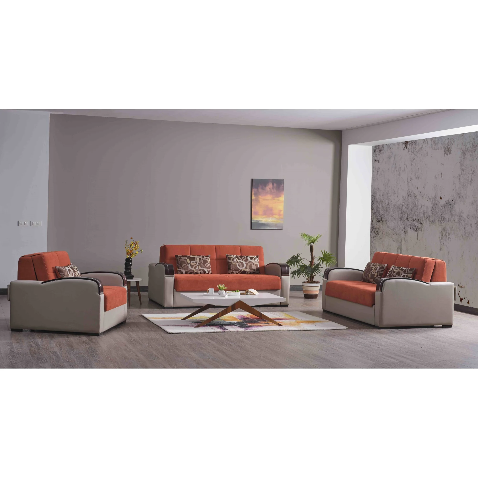SLEEP PLUS LOVESEAT SLEEPER ORANGE 17-340