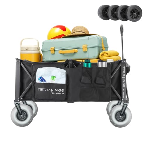 TerrainGO Beach Wagon Wheels for Sand | Quick-Change Interchangeable | Air-Filled Beach Cart Tires (for Extra Large Wagon Only. Will Not Work W/Large Wagon)