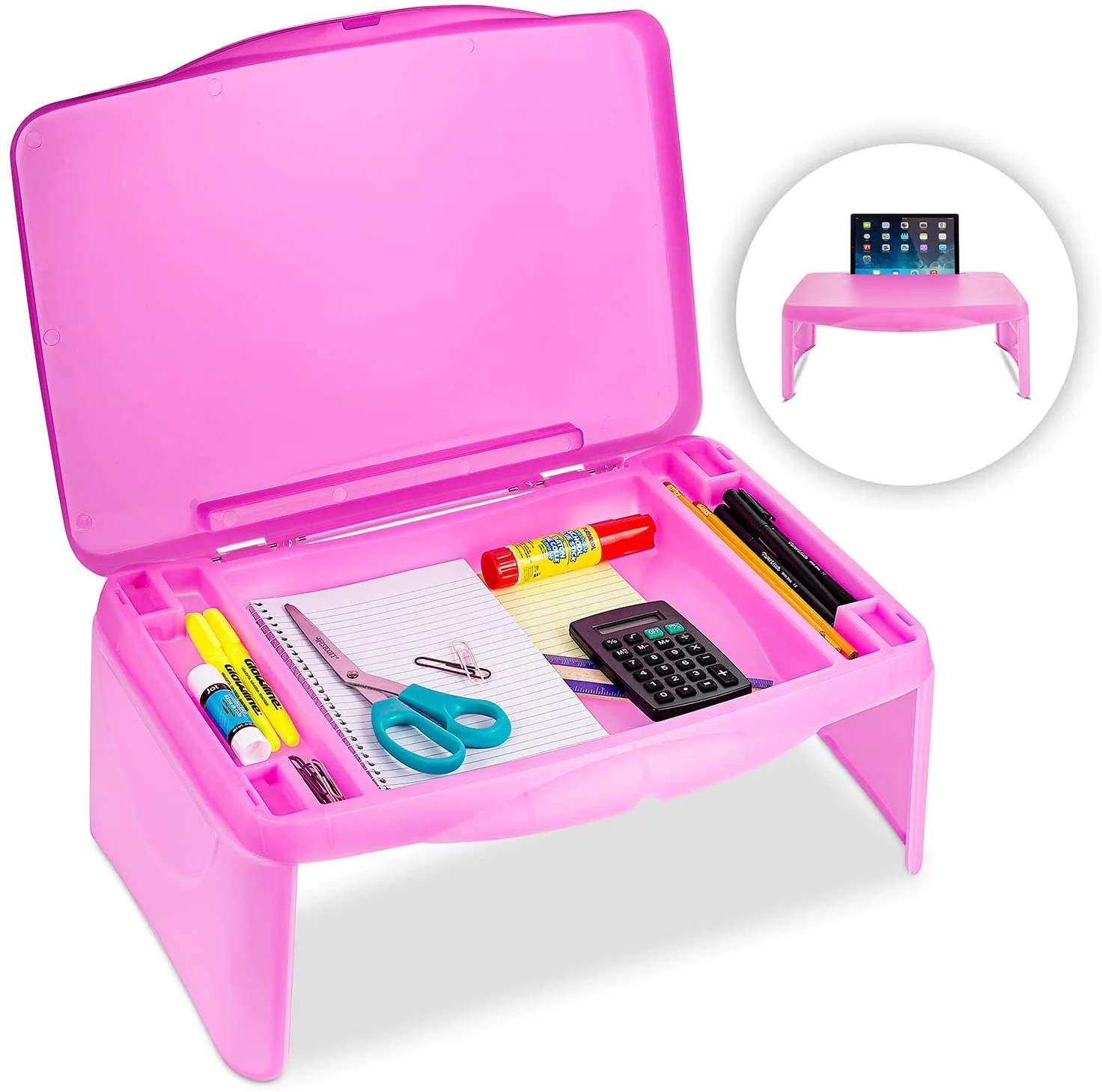 MAVOCRAFT Folding Lap Desk, Laptop Desk, Breakfast Table, Bed Table, Serving Tray, (Pink)