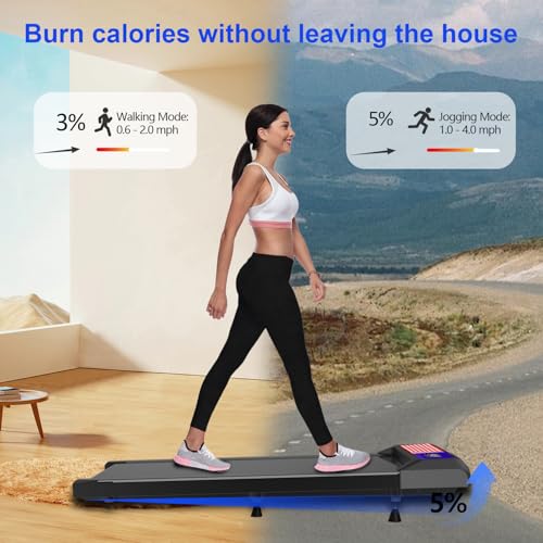 Walking Mat,Under Desk Treadmill 2.5HP for Home and Office, 265Lbs Weight Capacity,Treadmill with APP &Remote Control, LED Display